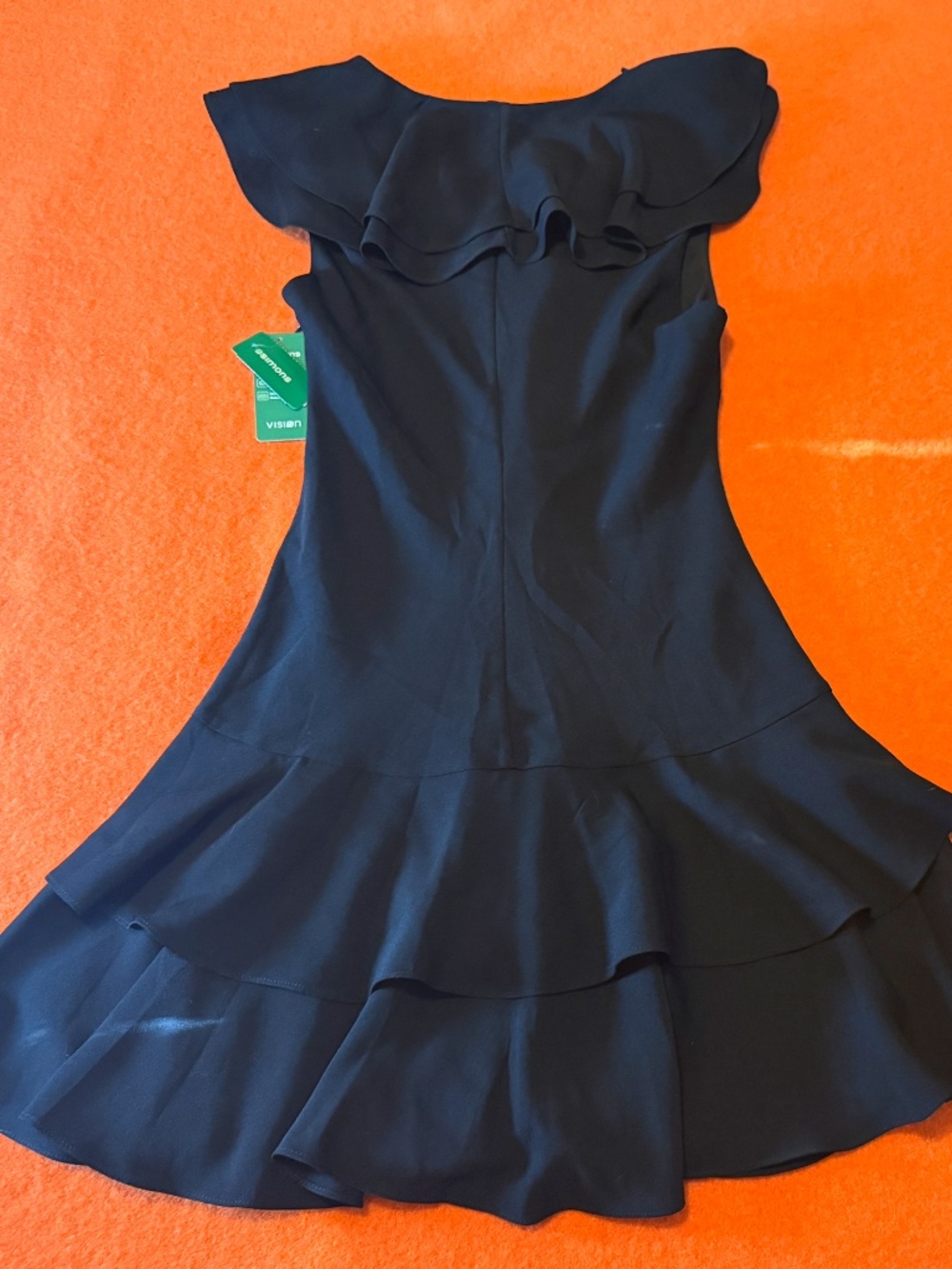 Black crepe ruffle mini dress NWT - Picture 8 of 14